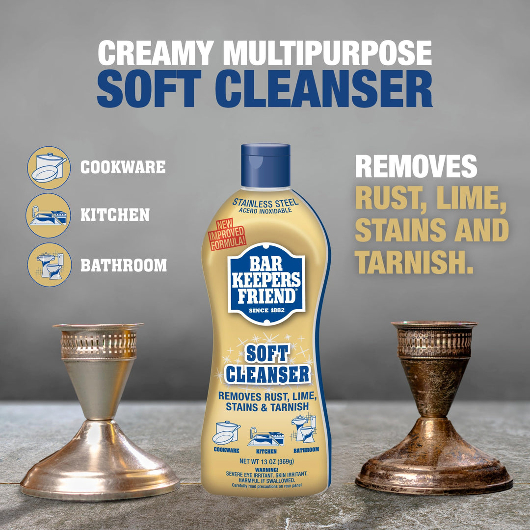 Soft Cleanser Liquid (2 x 13 Ounce) Multipurpose Cleaner & Rust Stain Remover for Stainless Steel, Porcelain, Ceramic Tile & More