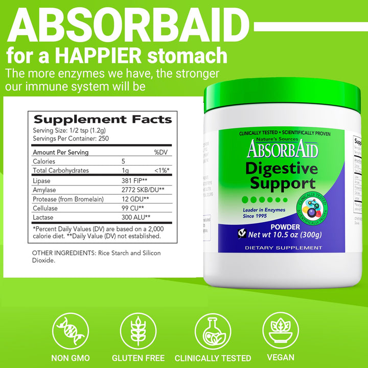 Digestive Enzymes 300 Grams, Proven to Increase Vital Nutrient Absorption by up to 71%