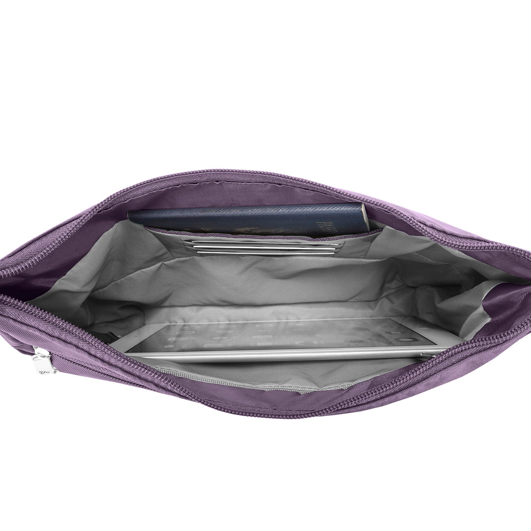 Anti-Theft Cross-Body Bucket Bag, Purple, 14 X 11.5 X 3
