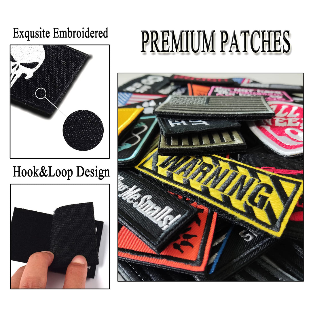 20 Pieces Random Tactical Morale Patch Bundle, Full Embroidery Loop and Hook Patches Set for Caps, Bags, Backpacks, Vest, Military Uniforms,Tactical Gears Etc