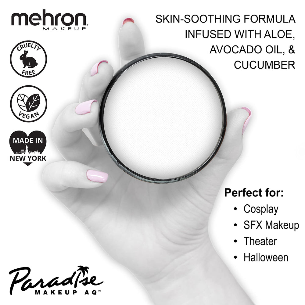 Makeup Paradise Makeup AQ Pro Size | Stage & Screen, Face & Body Painting, Special FX, Beauty, Cosplay, and Halloween | Water Activated Face Paint & Body Paint 1.4 oz (40 g) (White)