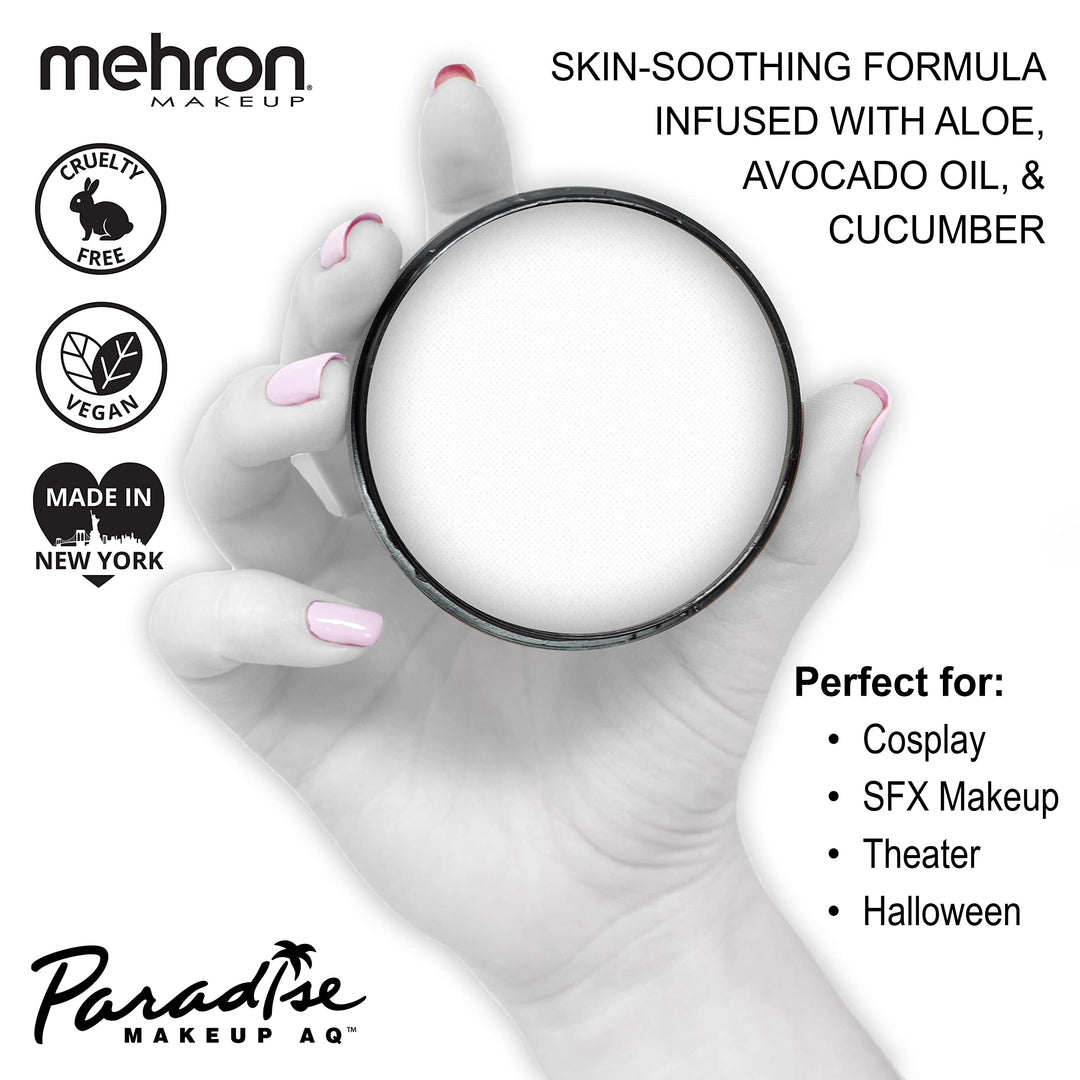 Makeup Paradise Makeup AQ Pro Size | Stage & Screen, Face & Body Painting, Special FX, Beauty, Cosplay, and Halloween | Water Activated Face Paint & Body Paint 1.4 oz (40 g) (White)