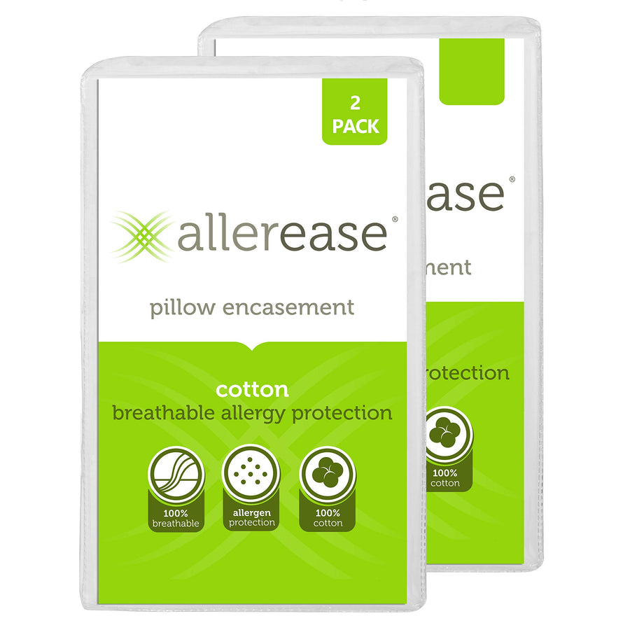 AllerEase 100% Breathable Cotton Pillow Protector for Sleeping, King 36 x 20 (Pack of 1) 2 Count