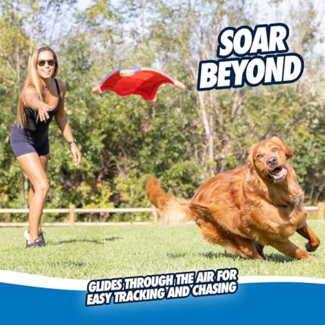 Flying Squirrel Fetch Dog Toy - Water Floating Flyer - Soft and Durable Polyester Canvas Construction - For Medium Dogs - Size Medium - 9.5-inch Diameter - Pack of 1 - Orange and Blue