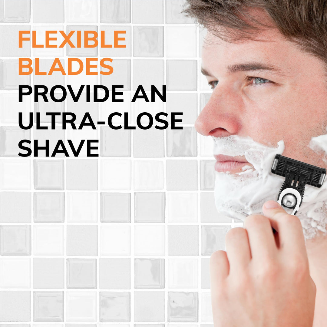 Flex 5 Disposable Razors for Men, Long-Lasting 5-Blade Razors For a Smooth and Comfortable Face Razor Shave, Shaving Razors, 6 Count (Pack of 1)