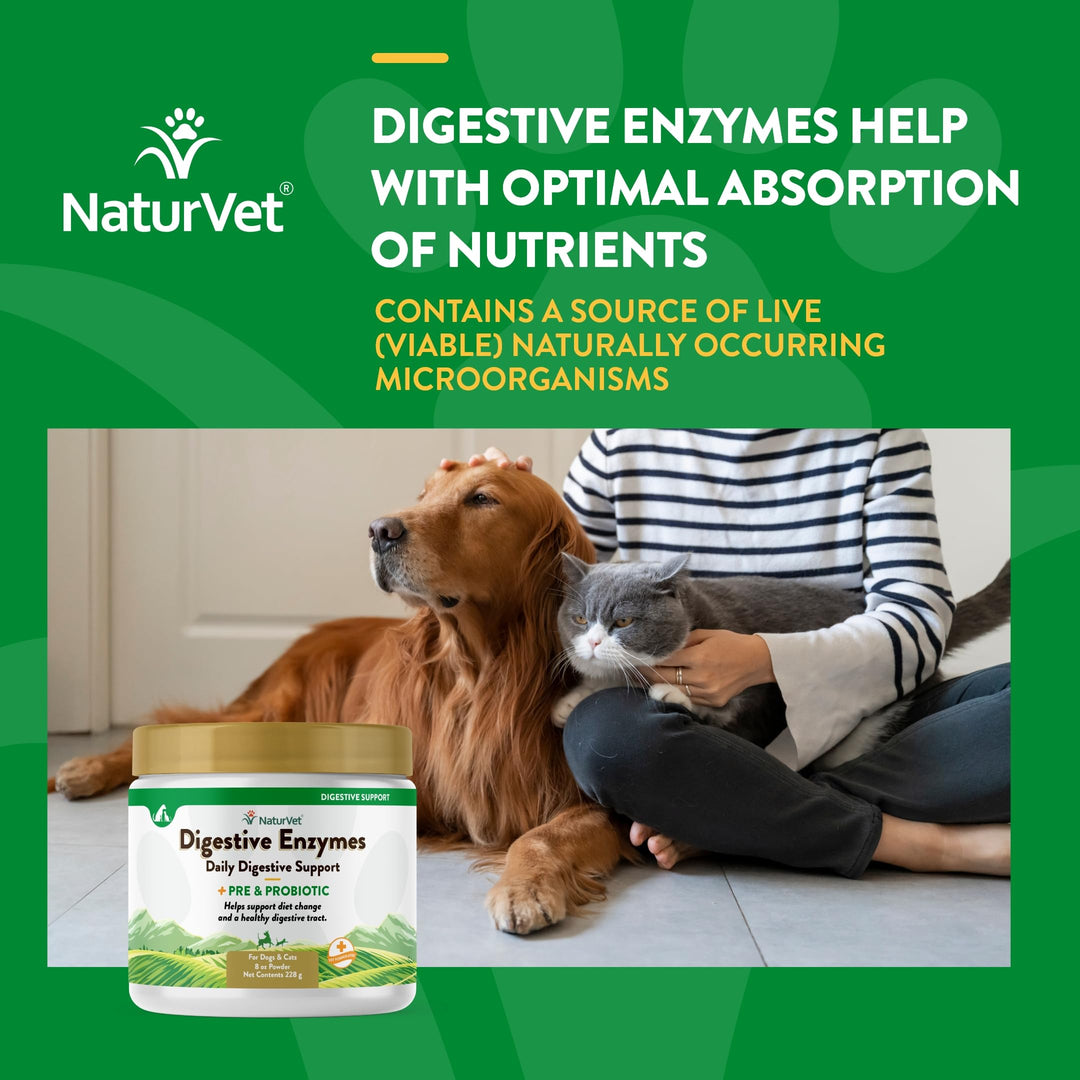 – Digestive Enzymes for Dogs - Plus Probiotics & Prebiotics | Helps Support Diet Change & A Healthy Digestive Tract | for Dogs & Cats | 8 oz Powder