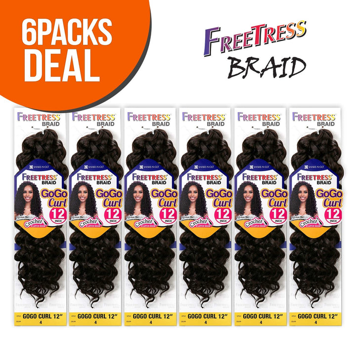 FreeTress Synthetic Hair Crochet Braids GoGo Curl 12 (6-Pack, 2)