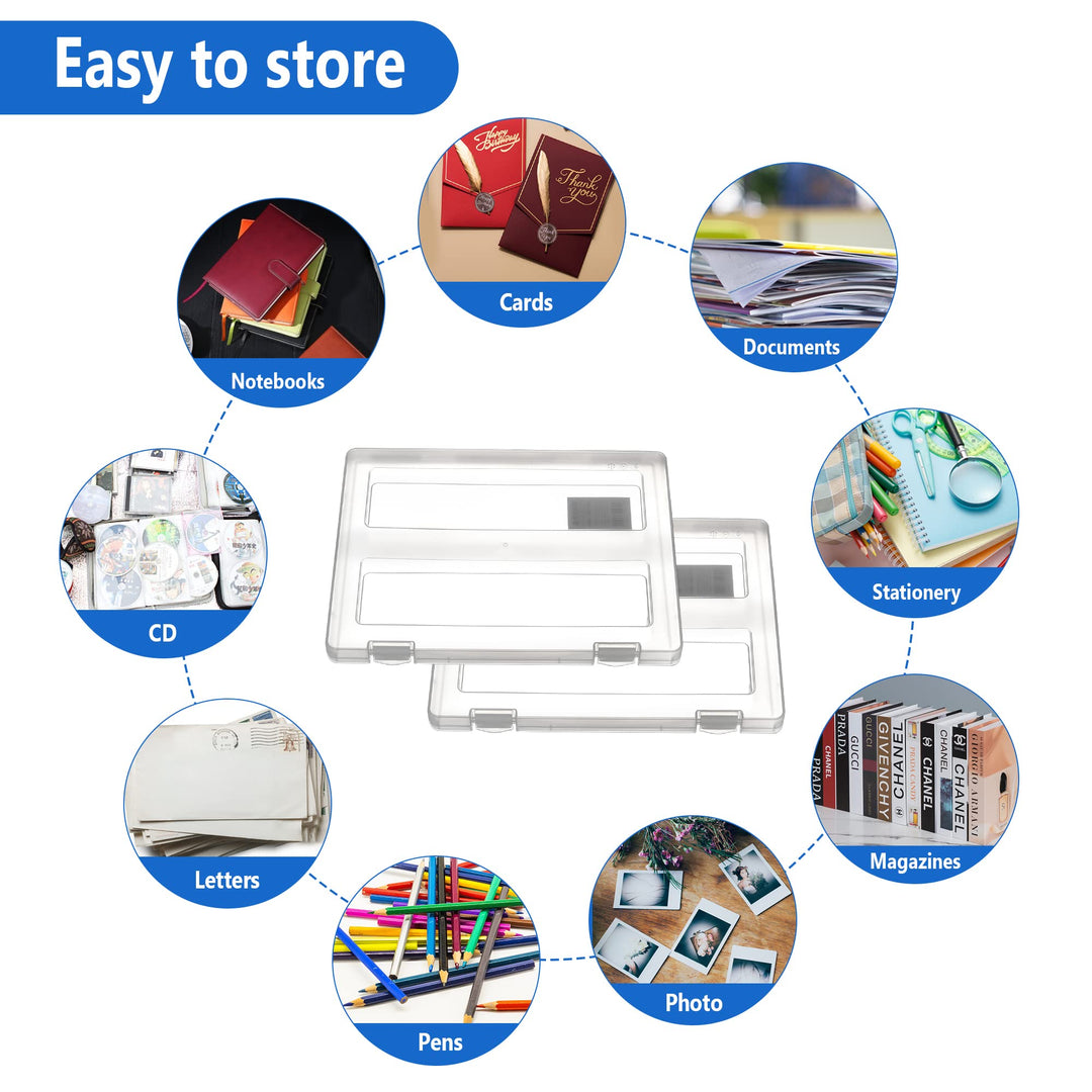 3 Pack Clear A4 File Box with 2pcs Stickers, Portable Project Case Document Storage Organizer, Plastic Storage Box, Documents Magazines Paper Protector 12.52 x 9.44 x 0.94 in