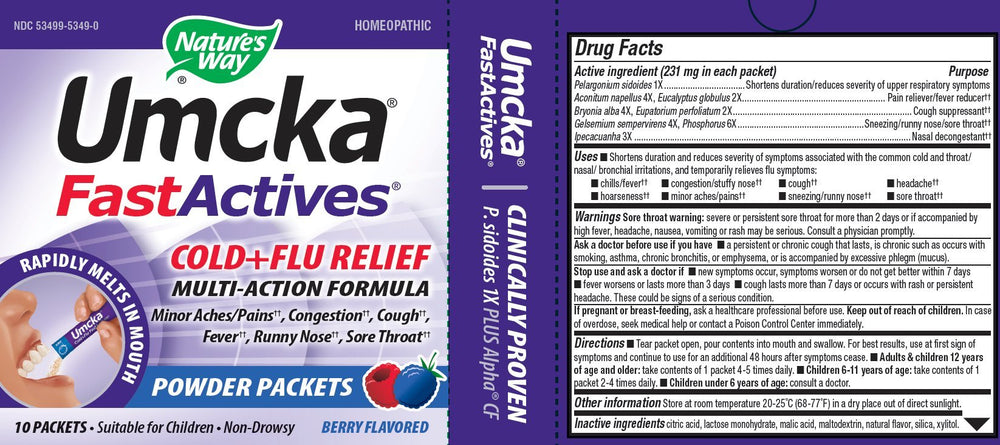 Umcka FastActives Cold+Flu Powder Packets, Fever††, Sore Throat, Cough, and Congestion Relief, Berry Flavored, 60 Packets