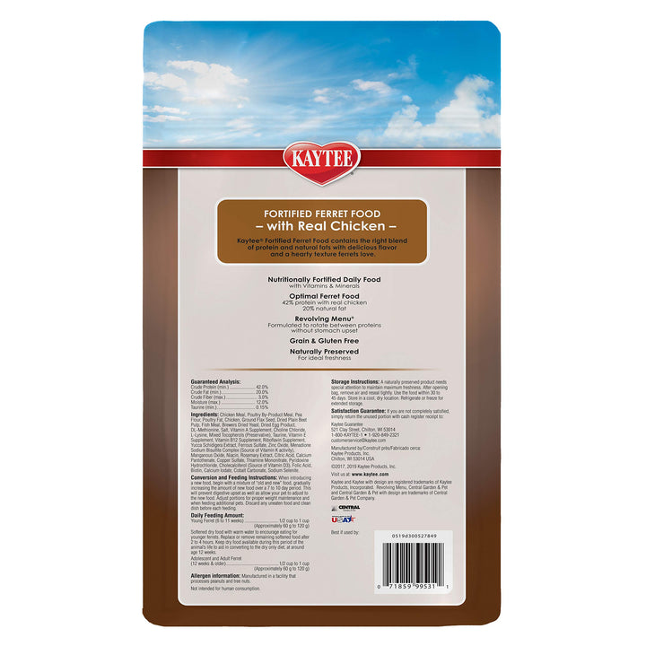 Fortified Premium Pet Ferret Food Grain Free & Gluten Free with Chicken, 4 Pound