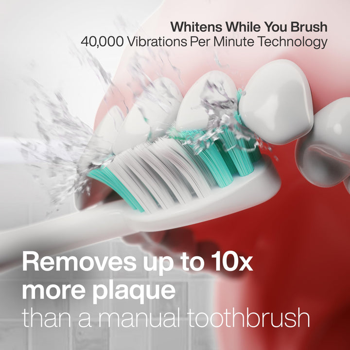 Vibe Series Ultra-Whitening Toothbrush – ADA Accepted Electric Toothbrush - 8 Brush Heads & Travel Case – 40,000 VPM Motor & Wireless Charging - 4 Modes w Smart Timer – Satin Rose Gold