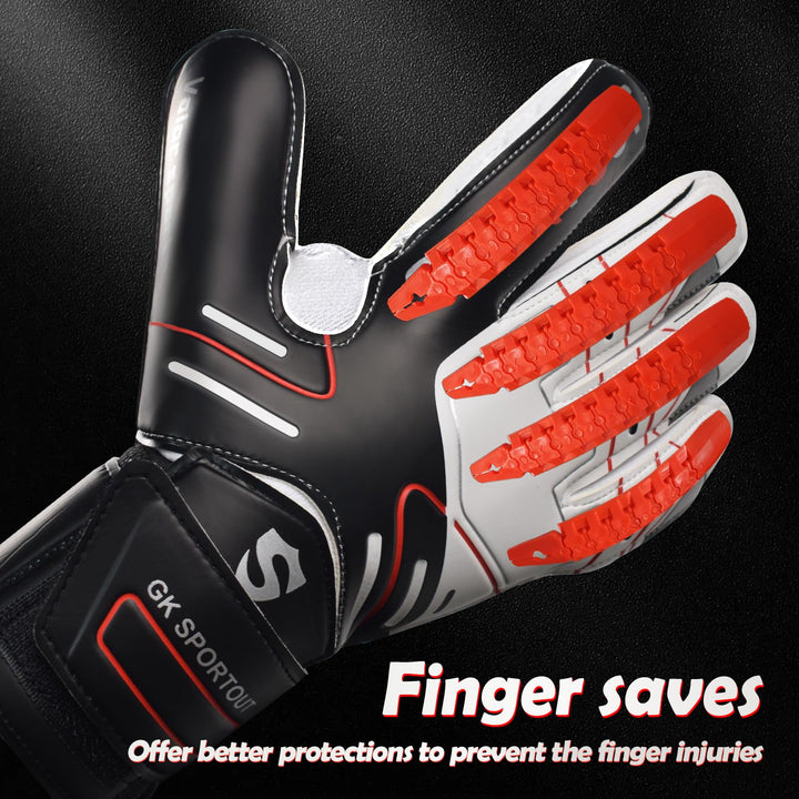 Youth&Adult Goalie Goalkeeper Gloves,Strong Grip for The Toughest Saves, with Finger Spines to Give Splendid Protection to Prevent Injuries,3 Colors (Black, 9)