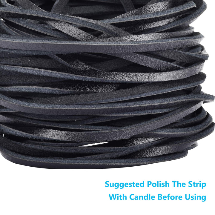 3MM Flat Genuine Leather Cord - Natural Leather Lacing - Strip Cord Braiding String for Jewelry Making Shoe Lace Braided Bracelets Necklaces Handbags Knife Sheaths (Rubber_3MM_5Yards)