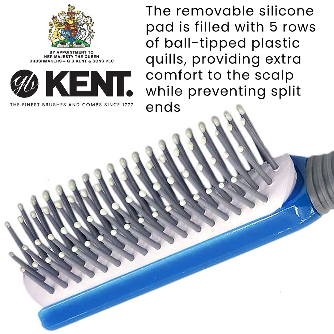 Kent KB Candy Travel Hair Brush - Ball Tipped Hair Brush and Scalp Brush from Kent, the Luxury Quill Brush made for all of Your On-the-Go needs with a Grey Rubber Handle and 5-Rows of Quills