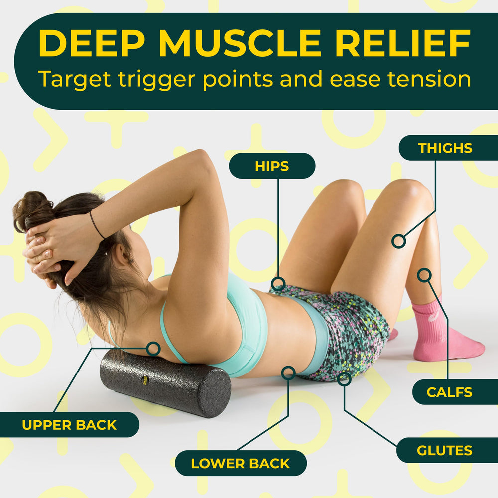 Firm Density, Hard Foam Roller - Travel Size Back Roller Foam for Back Pain, Legs, Shoulders - Exercise Roller Foam - Deep Tissue Massage Roller - Yoga Roller for Myofascial Release
