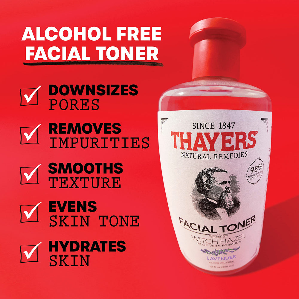 Alcohol Free Witch Hazel with Organic Aloe Vera Formula Toner, Lavender 355ml