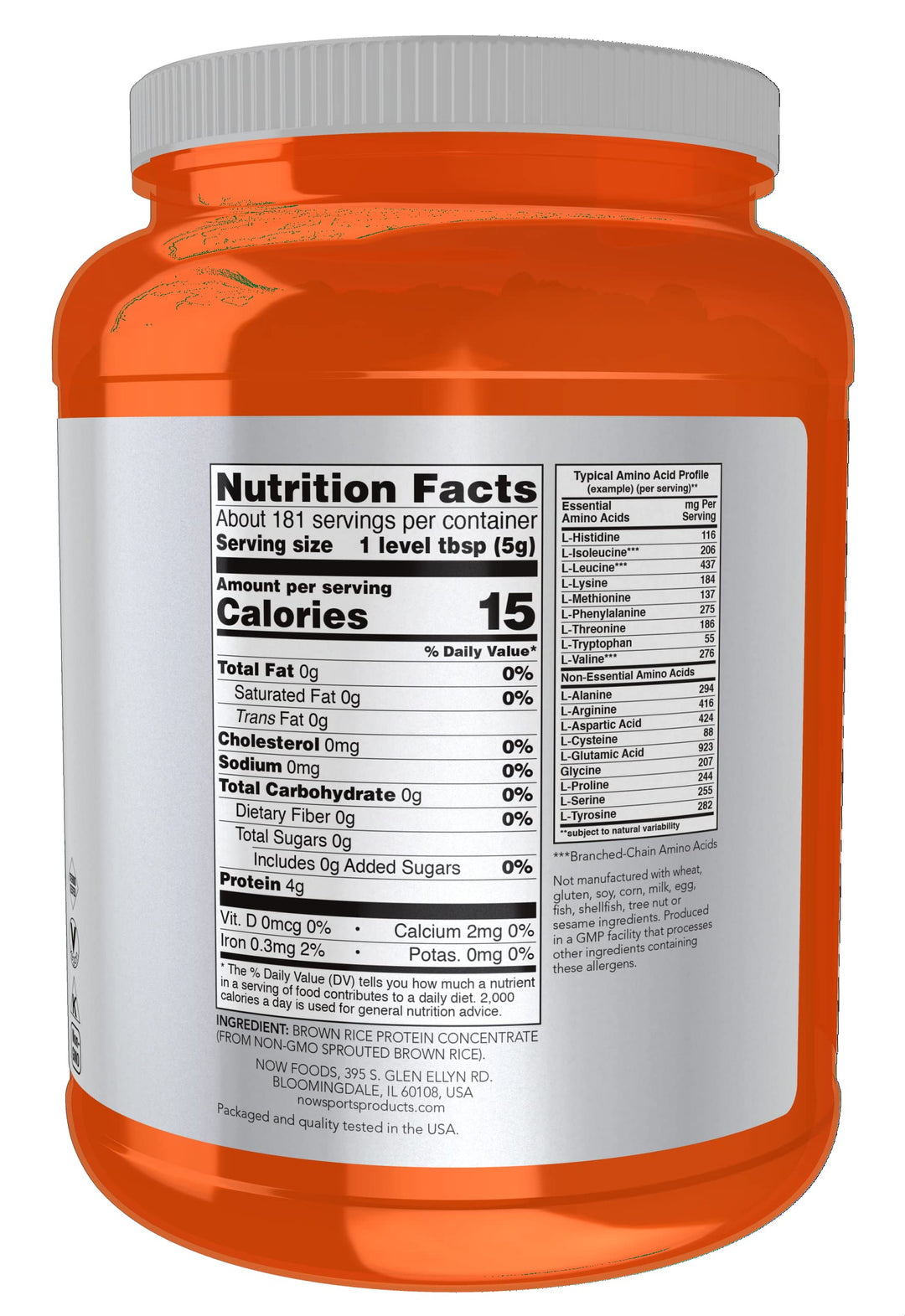 Sports Nutrition, Sprouted Brown Rice Protein, 80% Protein, Unflavored Powder, 2-Pound