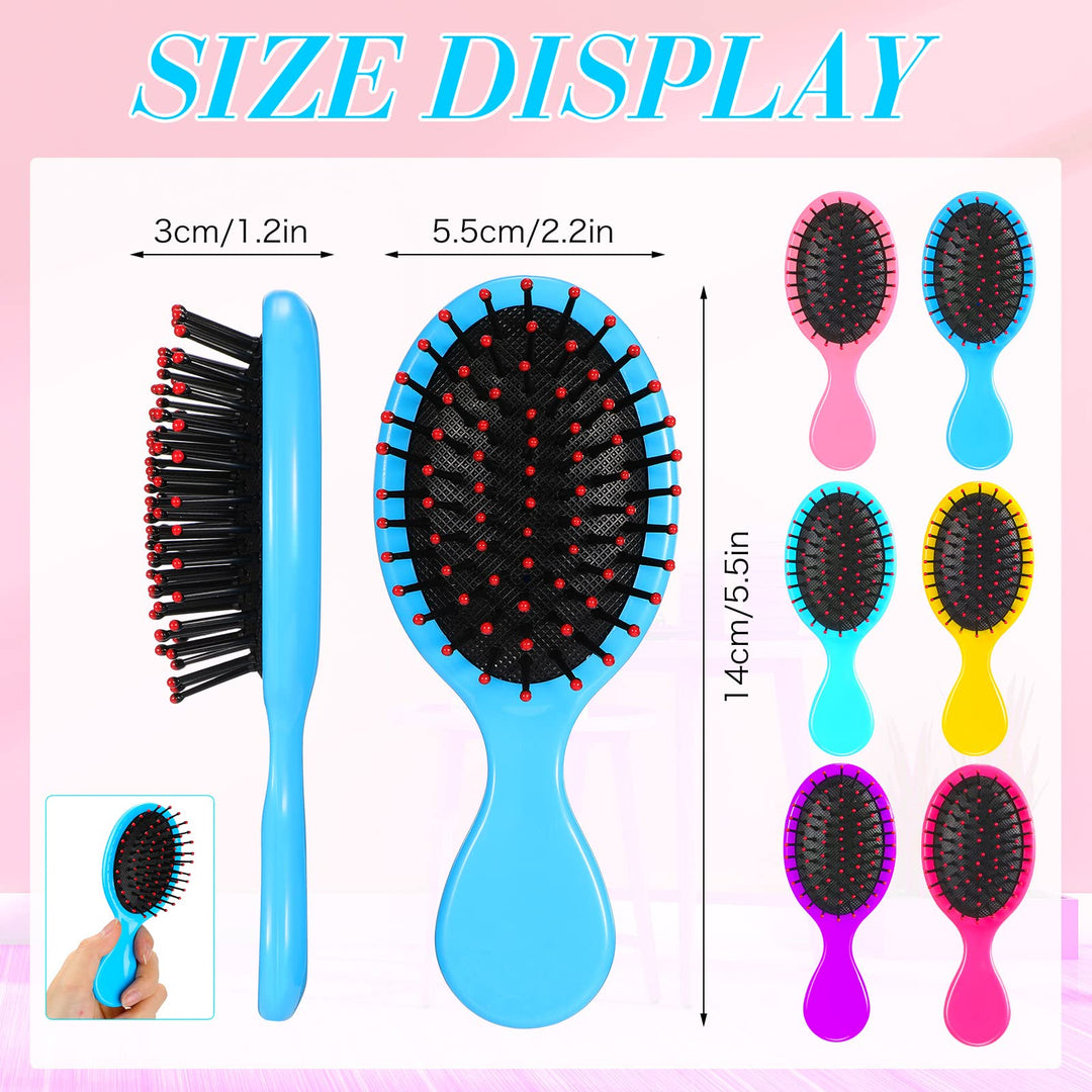 6 Pack Mini Wet Hair Brush Travel Detangling Brush Kids Detangler Hair Brushes Toddler Baby Small Detangler Brush Soft Bristle Hair Brush for Women Girls Wet Dry Curly Hair, 6 Colors