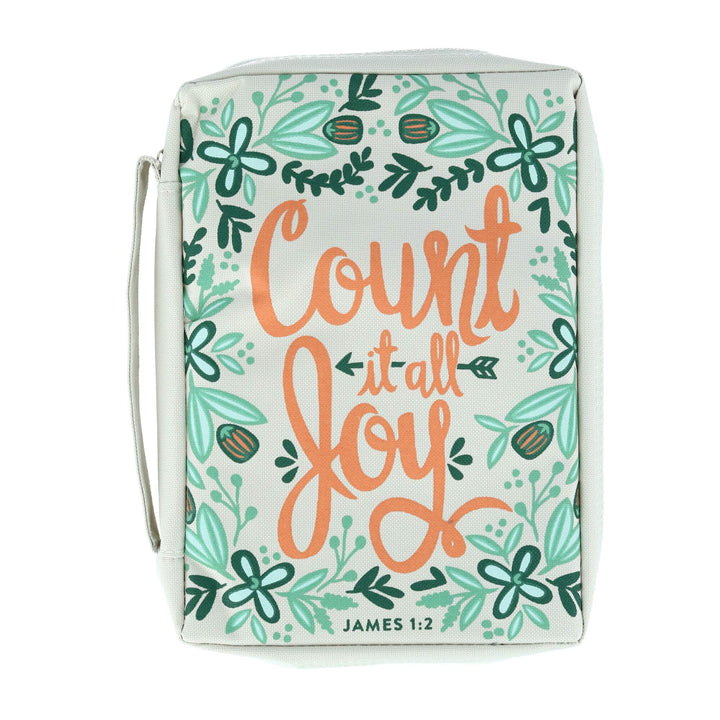 Faithworks - Canvas Bible Cover with Carry Handle French Press Mornings Gifts of Faith Collection, 7 x 10-Inch, Count It All Joy
