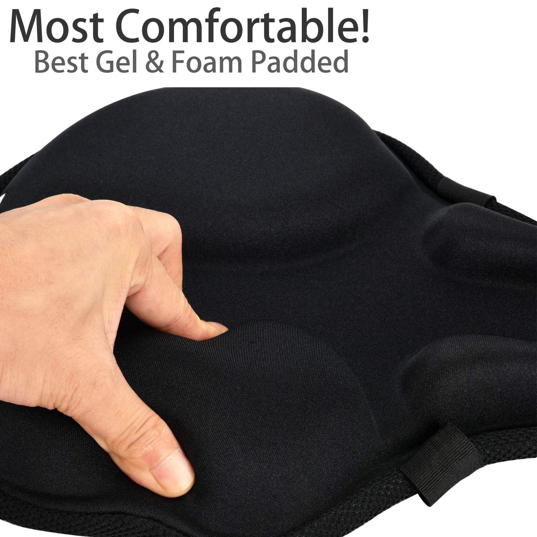 C9 Extra Large Comfortable Exercise Bike Seat Cover - Wide Soft Foam & Gel Padded Bicycle Saddle Cushion for Women Men Seniors, Fit for Peloton, Stationary, Cruiser Bikes, Indoor Outdoor Cycling