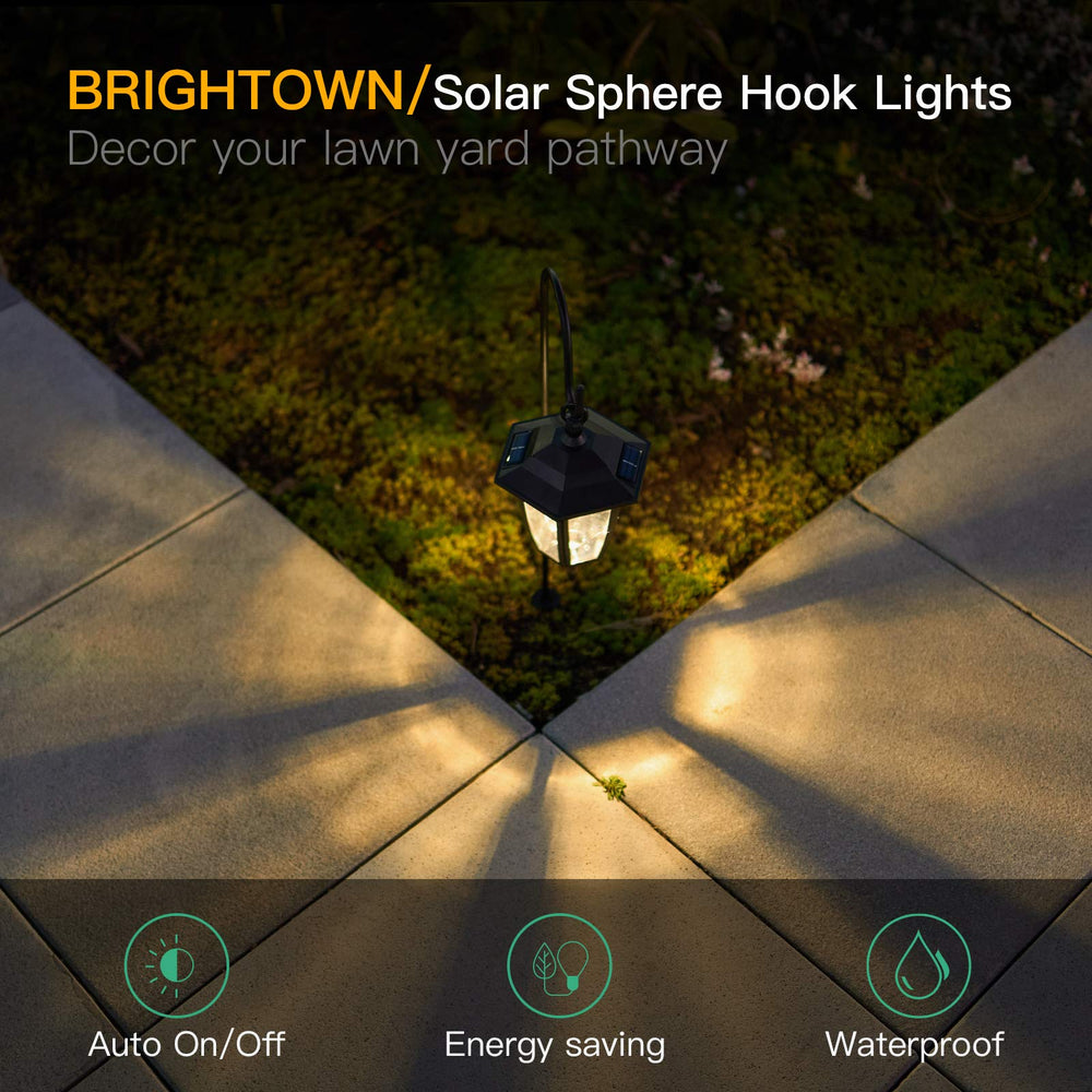 Solar Pathway Lights Outdoor Waterproof 2 Pack 38.5 Inch Shepherd Hook with Hanging Lantern Bright Driveway Markers Black Lamp Post for Garden Path Front Outside Patio Yard 3000K Warm White