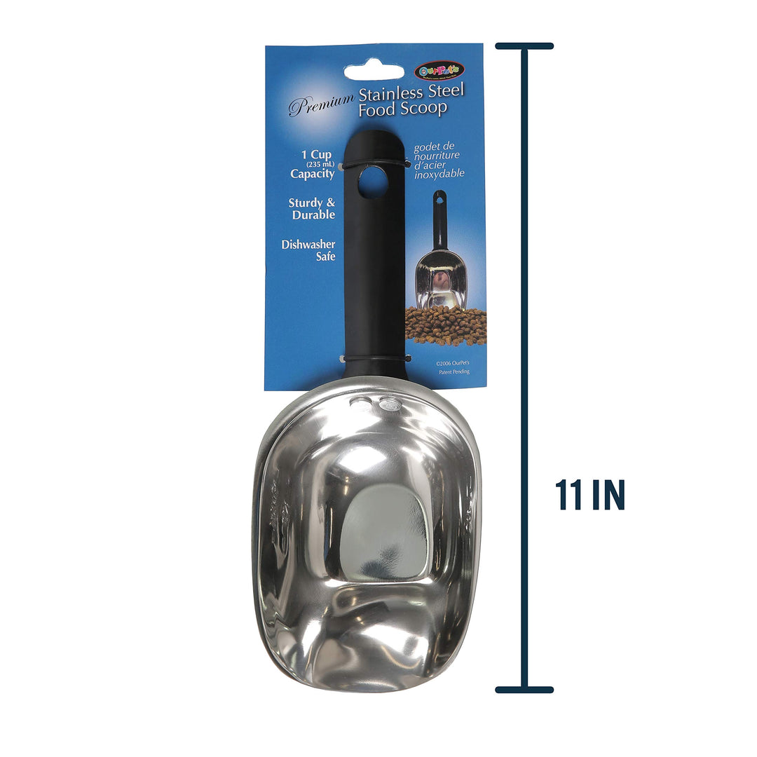 OurPet's Durapet Stainless Steel Food Scoop, 1 Cup,silver