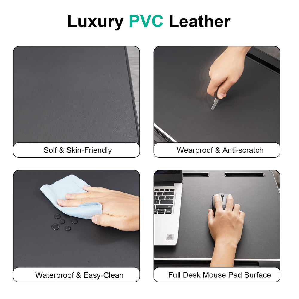 Foldable Laptop Bed Tray Table PVC Leather, Adjustable Laptop Desk for Bed with Height and Angle, Portable Lap Desk for Laptop and Writing with 2 Storage Drawers