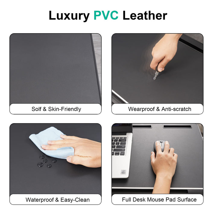 Foldable Laptop Bed Tray Table PVC Leather, Adjustable Laptop Desk for Bed with Height and Angle, Portable Lap Desk for Laptop and Writing with 2 Storage Drawers