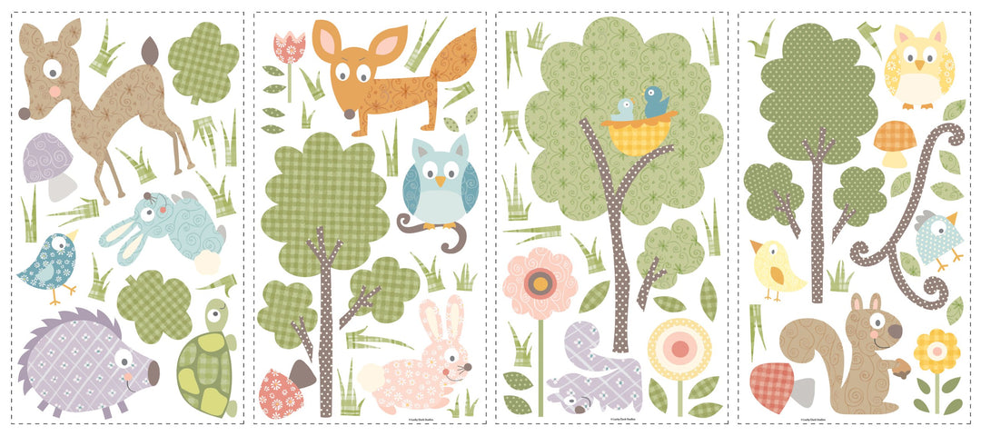 RMK1398SCS Woodland Animals Peel and Stick Wall Decals , Black