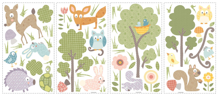 RMK1398SCS Woodland Animals Peel and Stick Wall Decals , Black