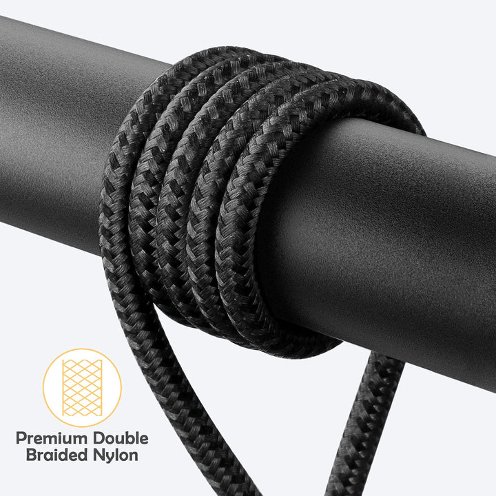 90 Degree iPhone Charging Cable 2Pack 10ft Right Angle Nylon Braided Lightning Charger Cord Compatible with iPhone 14 13 12 11 Pro Max XS XR X 8 7 6 5 Plus iPad(Black)
