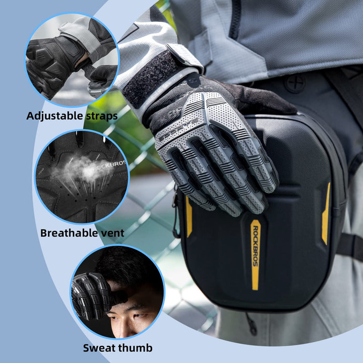 Mountain Bike Gloves Dirt Bike Gloves Motorcycle Cycling Gloves with 6MM Gel Pad Touch Screen Knuckle Protection Gloves for BMX MX ATV MTB Racing Black-XL