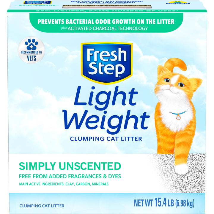 Simply Unscented Light Weight Clumping Litter, Unscented Cat Litter With Activated Charcoal Technology, 15.4 lb. Box