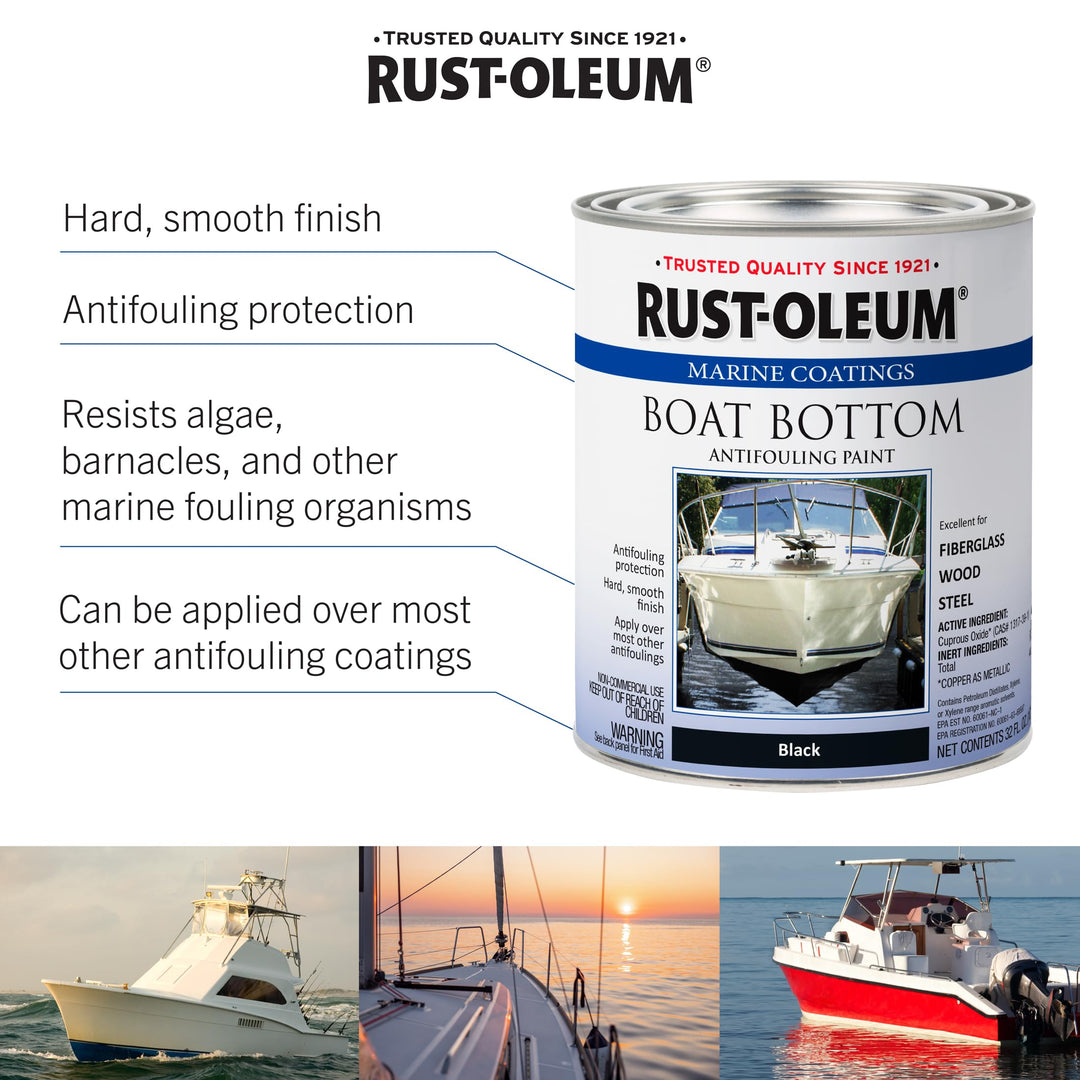 207012 Marine Flat Boat Bottom Antifouling Paint, 1-Quart, Black