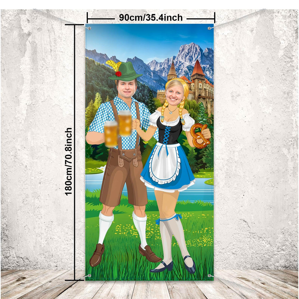 Beer Festival Decorations Banner Large Bavarian Backdrop Background Door Banner Photo Booth Beer Festival Party Supplies, 6 x 3 ft