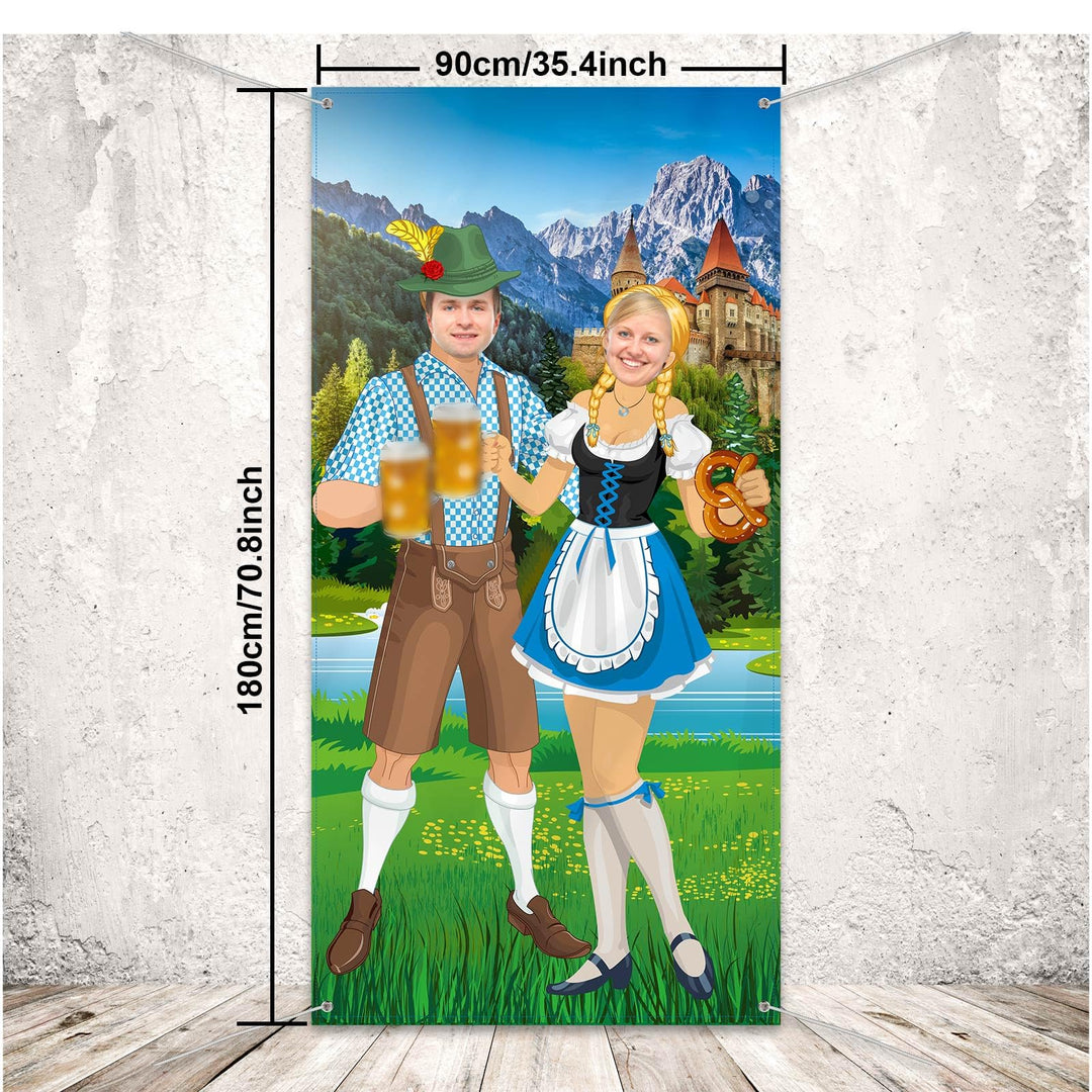 Beer Festival Decorations Banner Large Bavarian Backdrop Background Door Banner Photo Booth Beer Festival Party Supplies, 6 x 3 ft