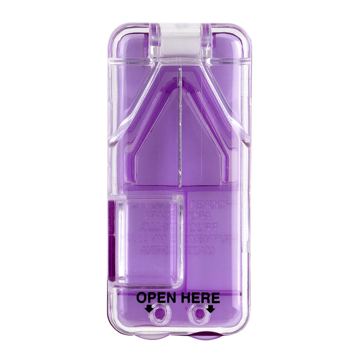 Pill Cutter and Splitter with Dispenser, Daily Usage, Safely Cut Pills, Vitamins, Tablets, Accurate and Easy Cutting, Stainless Steel Blade, Travel Sized, Colors May Vary, BPA Free