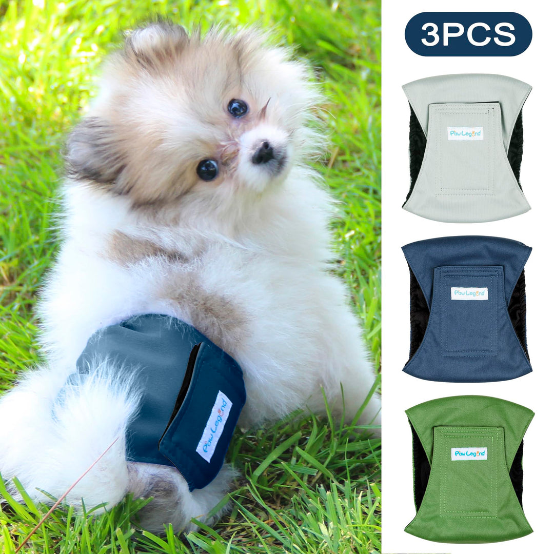 Washable Dog Belly Band Wrap Diapers for Male Dog | High Absorbing Puppy & Doggy Diapers Male (3 Pack,Army,Grey,Navy,Medium)