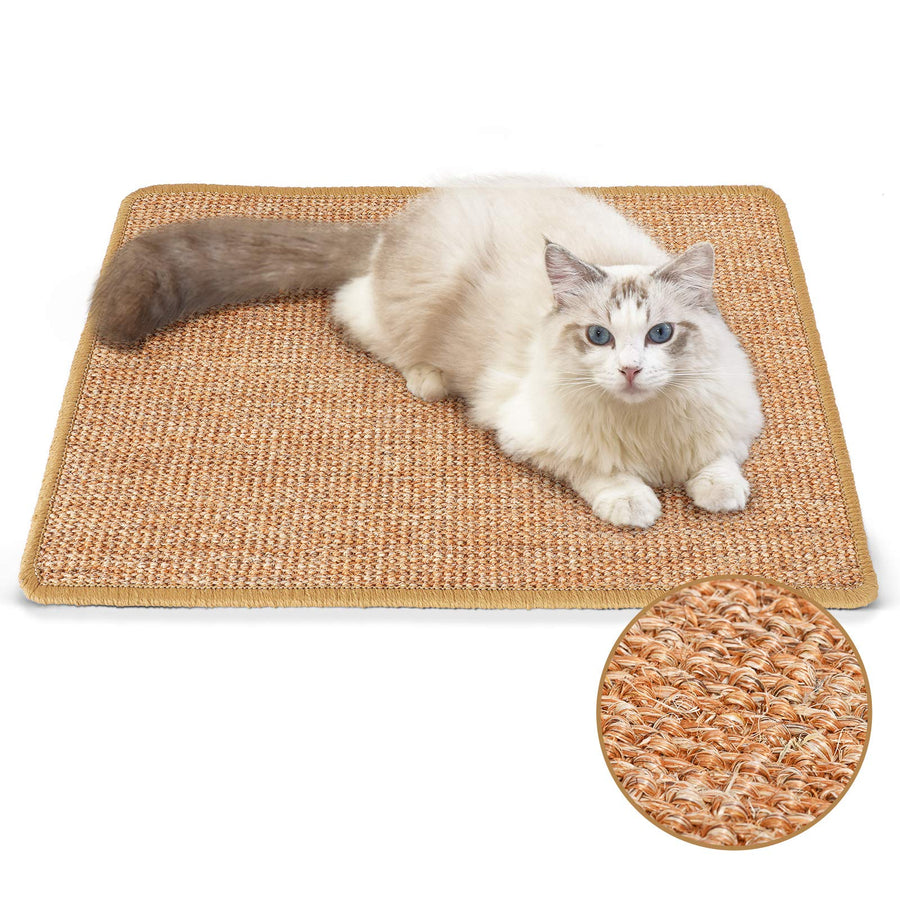 Cat Scratcher Mat, 23.6 X 15.7 Inch Natural Sisal Cat Scratch Mats, Horizontal Cat Floor Scratching Pad Rug with Sticky Velcro Tapes, Protect Couch and Carpets