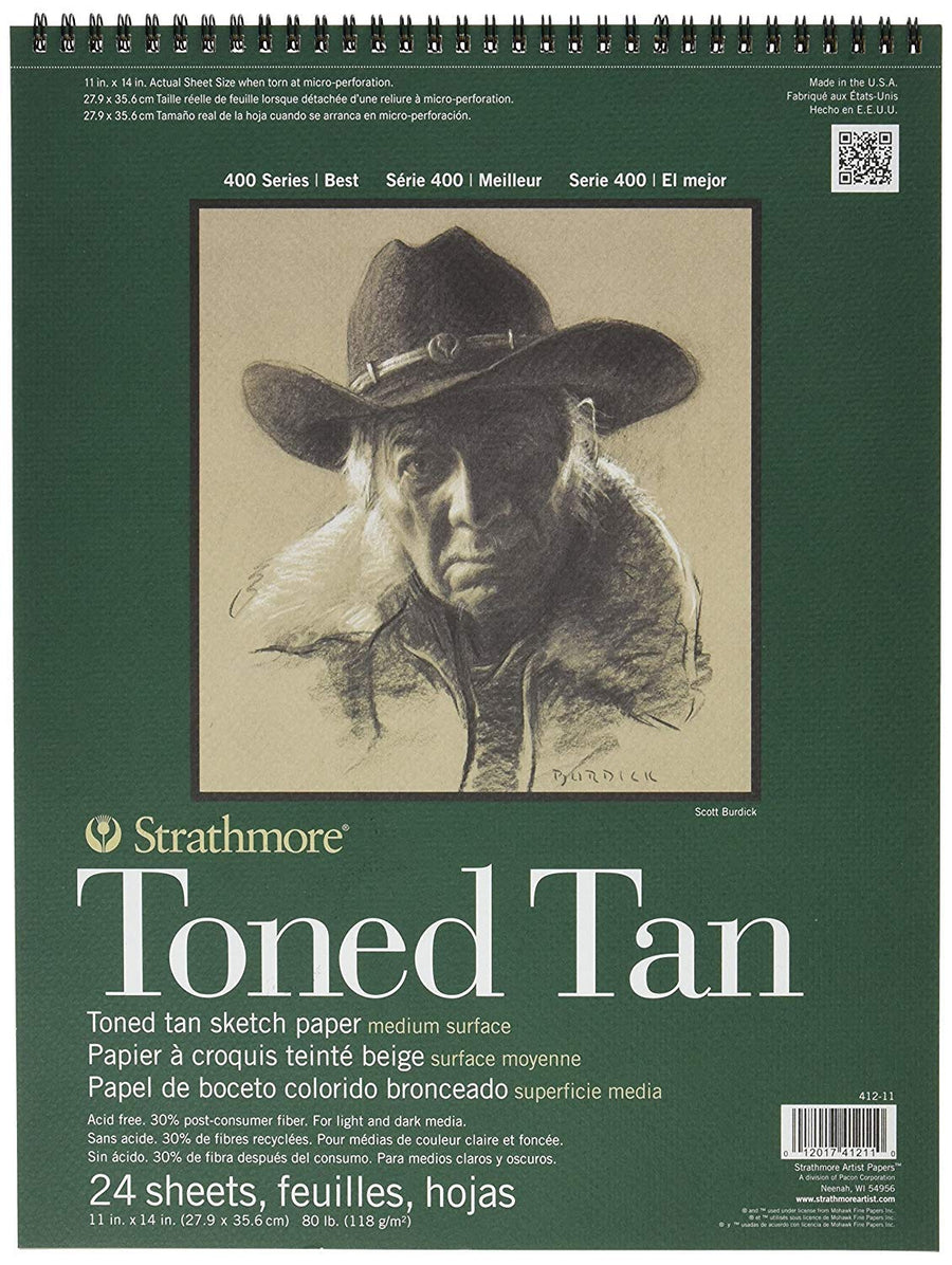 400 Series Sketch Pad, Toned Tan, 11x14 inch, 24 Sheets - Artist Sketchbook for Drawing, Illustration, Art Class Students