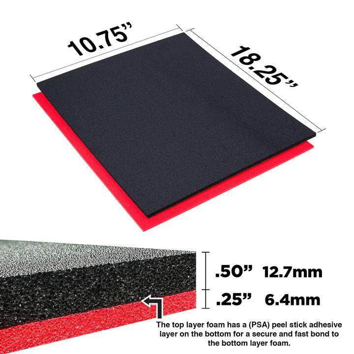 5S TOOL BOX SHADOW FOAM ORGANIZERS (2 COLOR) FITS CRAFTSMAN MODEL# 112225 TOP BOX (10.75 x 18.125, Black Top/Red Bottom)