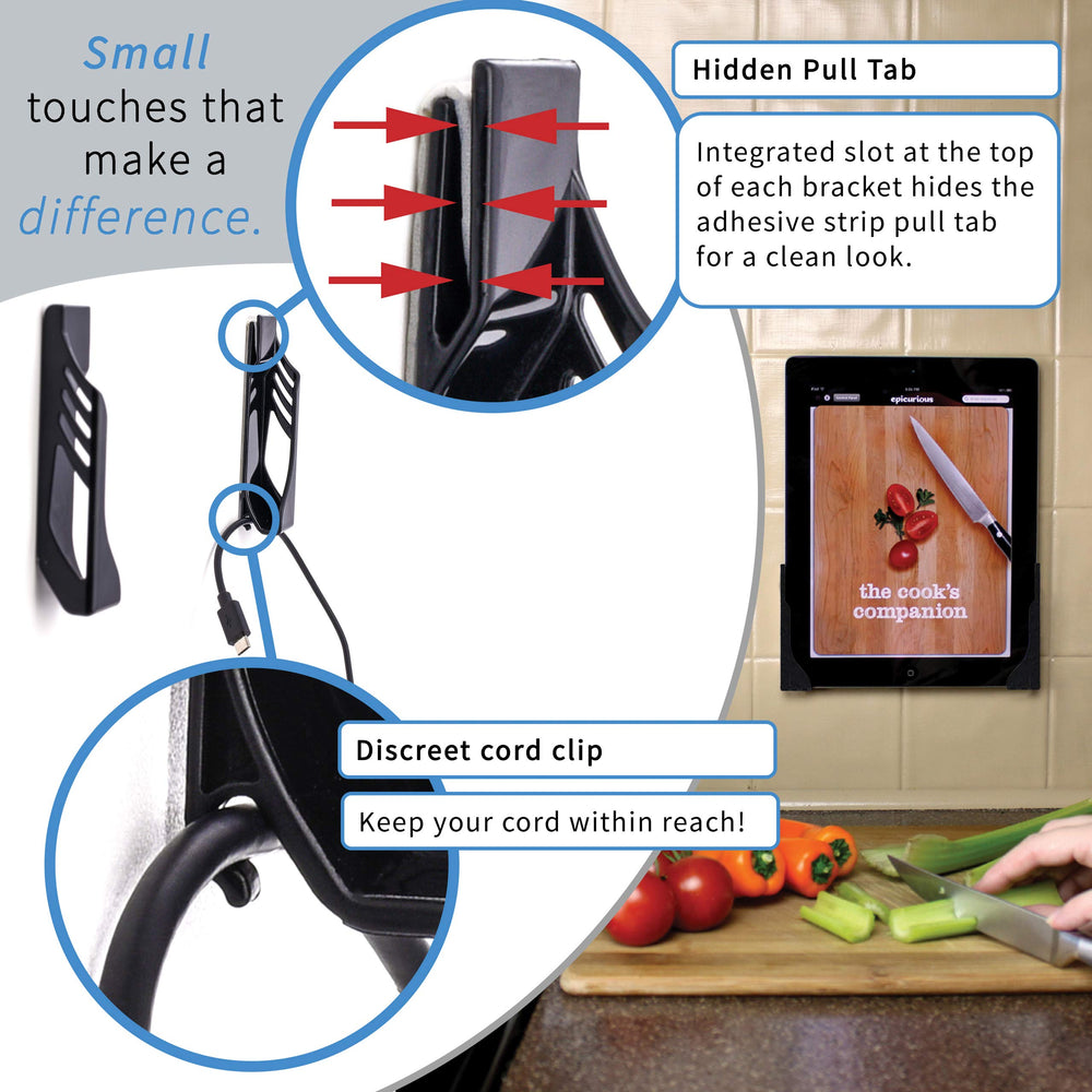 Koala Tablet Wall Mount: Universal Damage-Free Adhesive Wall Dock for iPads, iPad Airs, Galaxy Tabs and Other Tablets (Black Version)
