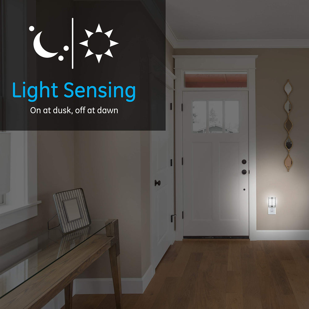 CoverLite LED Night Light, Plug-In, Dusk to Dawn Sensor, Home Decor, LED Lights for Bedroom, Bathroom, Kitchen, Hallway, 2 Pack, 46815, Brushed Nickel | Moroccan