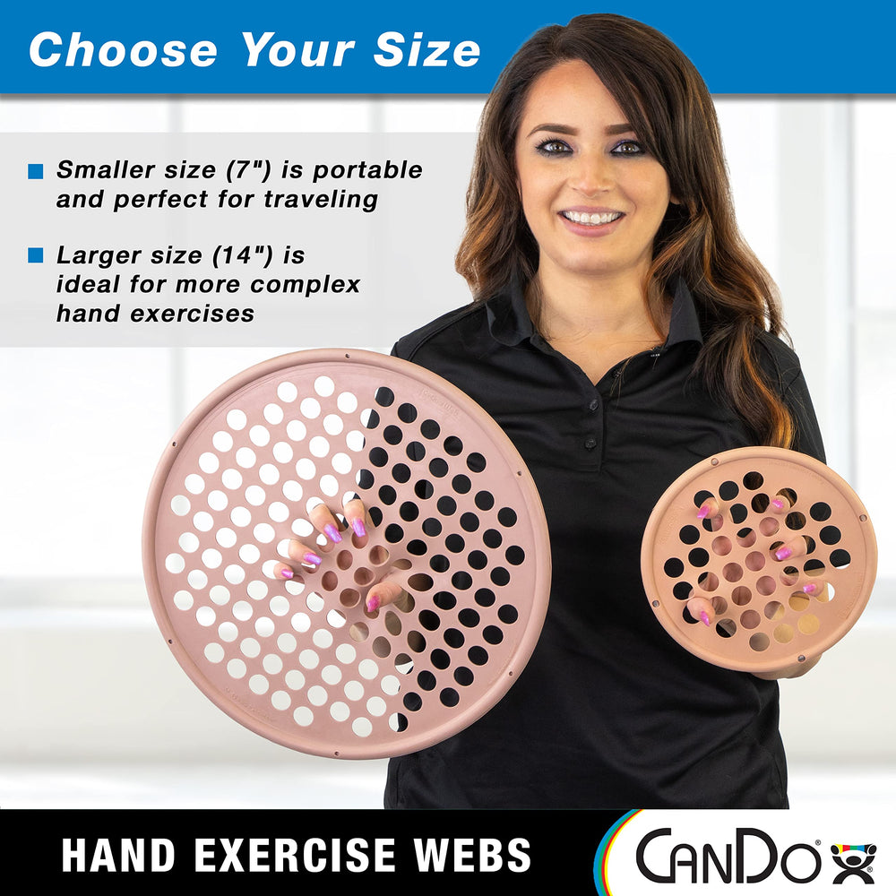 Hand Exercise Webs for Physical Therapy, Grip Strengthening, and Hand, Finger, Wrist Resistance Workouts, Portable Size, Latex Free, 14 Diameter, Tan: XX-Light