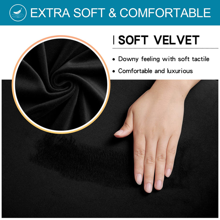Velvet Stretch Dining Room Chair Covers Set of 2, Soft Removable Washable Chair Slipcovers Kitchen Parsons Chair Protector, Black