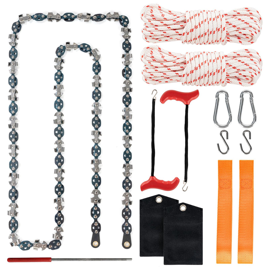53 Inch High Reach Tree Limb Hand Rope Saw, 68 Sharp Teeth Blades on Both Sides, Folding Rope Chain Saw