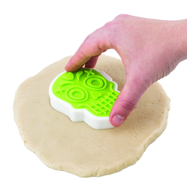 Sugar Skull Cutters Set of 3 for Making, Creating Professional Quality Day of the Dead Día de Los Muertos Themed Cookies, Baked Treats, Lime/White