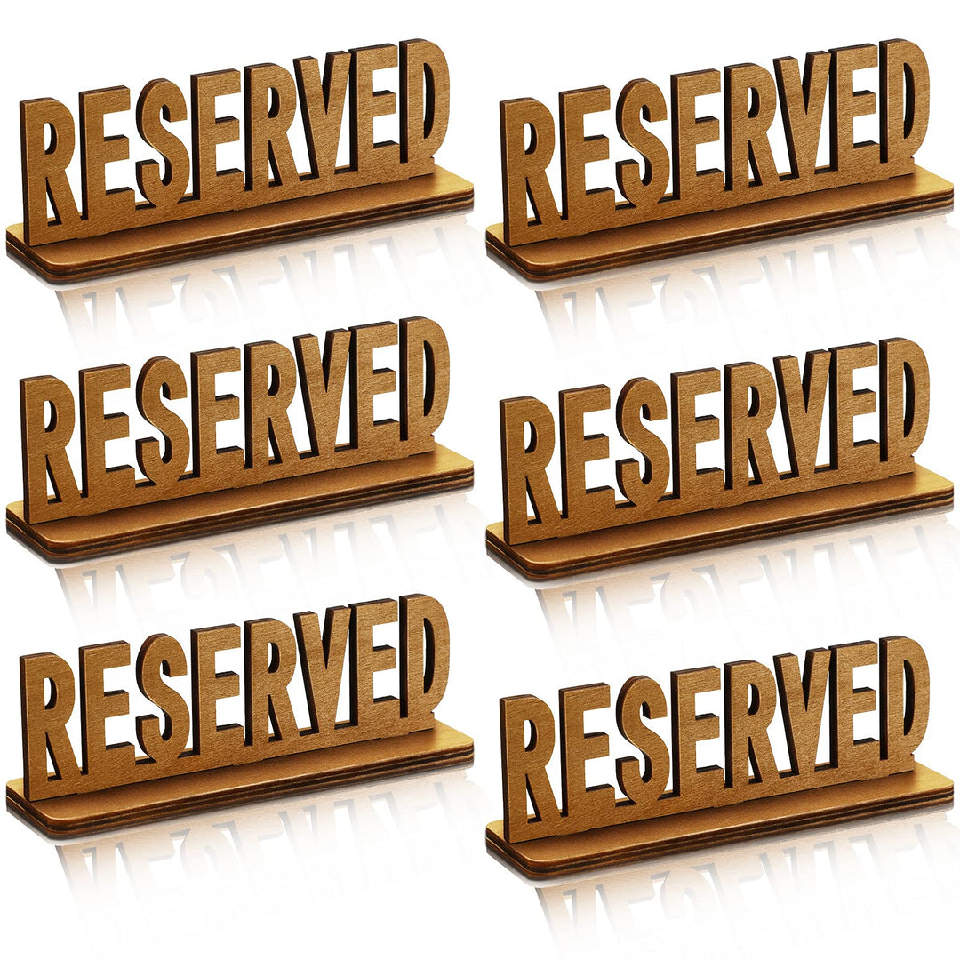 6 Pieces Wooden Reserved Table Sign Reserved Sign for Wedding Rustic Table Decor Laser Cut Reserved Signs for Tables Restaurant Special Events