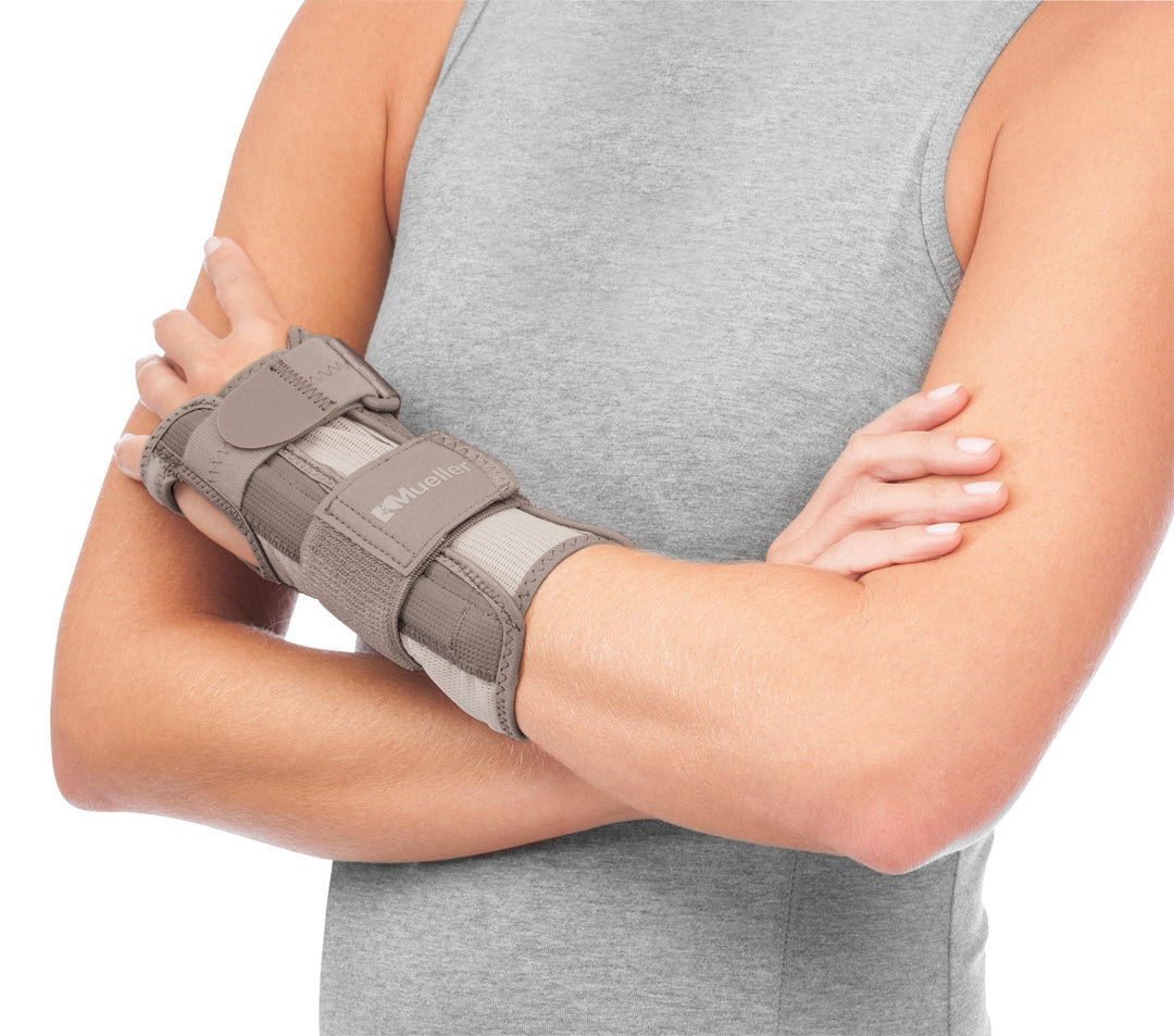 Sports Medicine Reversible Wrist Stabilizer with Splint, Wrist Pain Relief Support for Men and Women, Ideal for Carpal Tunnel, Tendinitis, Arthritis, Taupe, Small/Medium