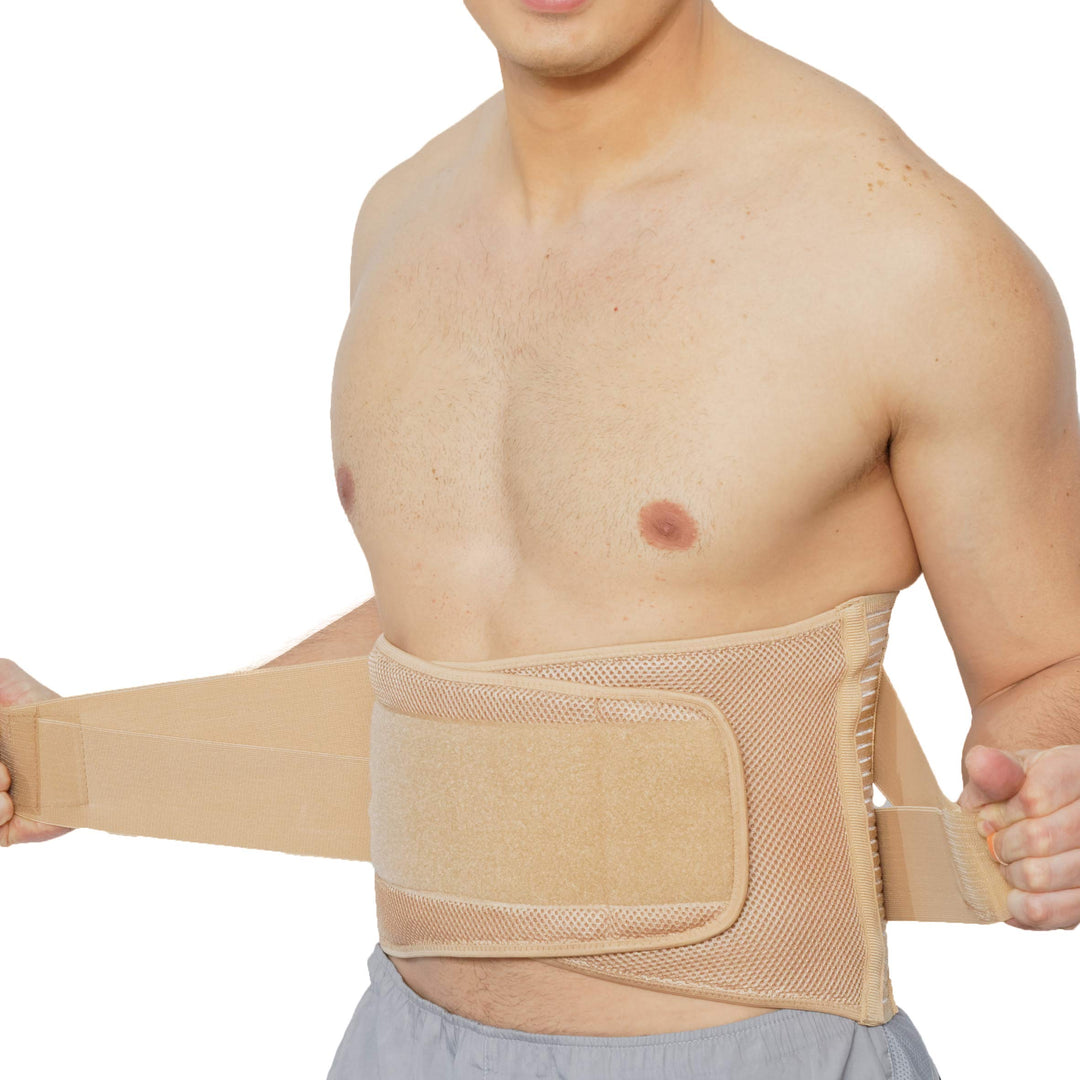 Adjustable Compression Wide Back Brace Lumbar Support Belt (Charcoal, Size XL)